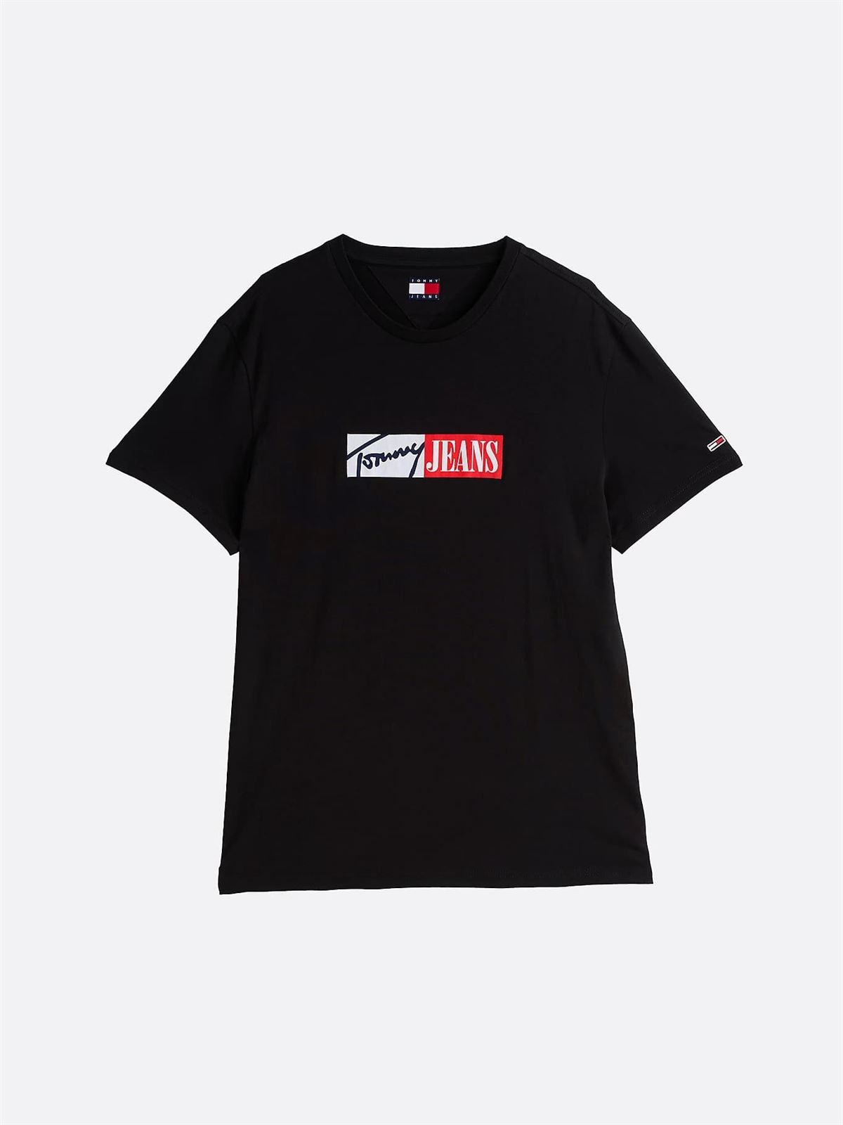 Camiseta Negra Tommy Jeans Tjm Slim WEntry Graphic Tee Ext - Imagen 1
