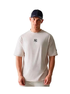 Camiseta New Era Oversized New York Yankees MLB League Essentil Beige 60675747 - Imagen 1