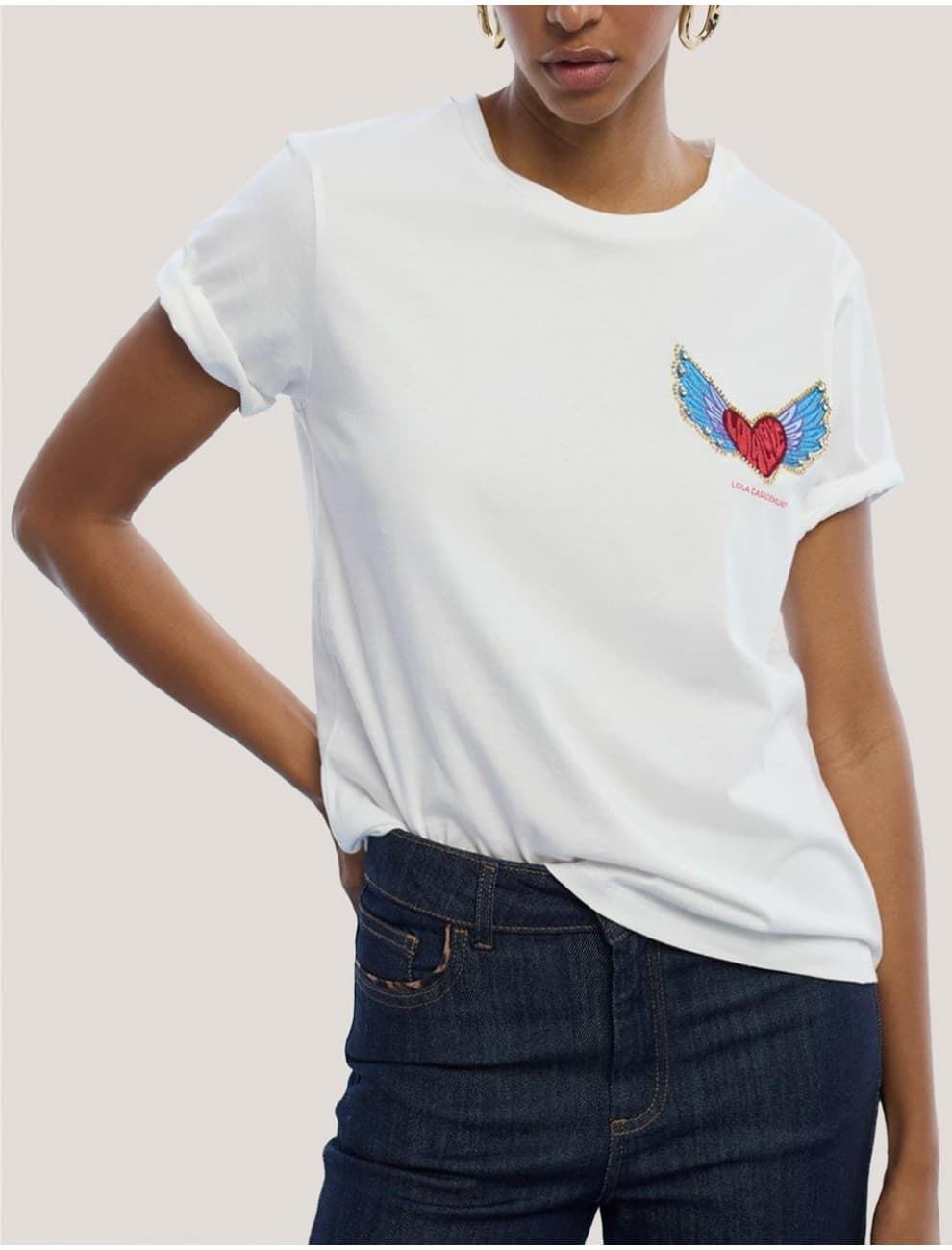 Camiseta parche corazón Blanco Lola Casademunt LS2615016 - Imagen 1