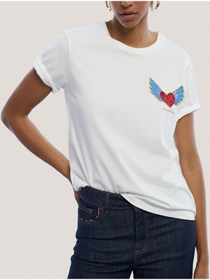 Camiseta parche corazón Blanco Lola Casademunt LS2615016 - Imagen 1