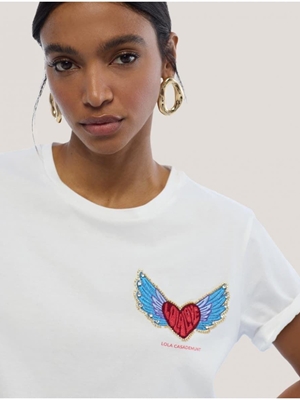 Camiseta parche corazón Blanco Lola Casademunt LS2615016 - Imagen 2