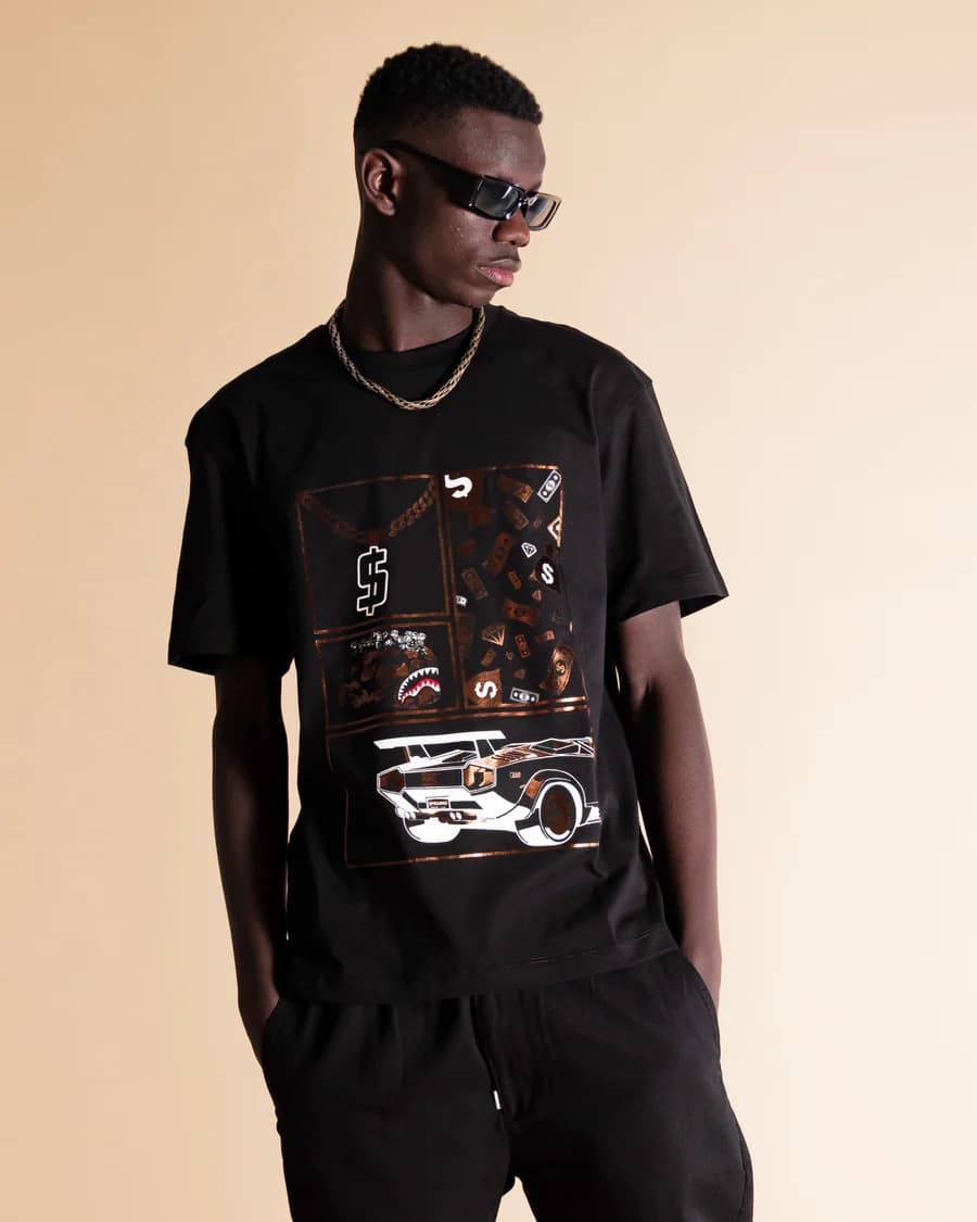 Camiseta SPRAYGROUND SP295BLK BE RICH T-SHIRT BLACK - Imagen 1
