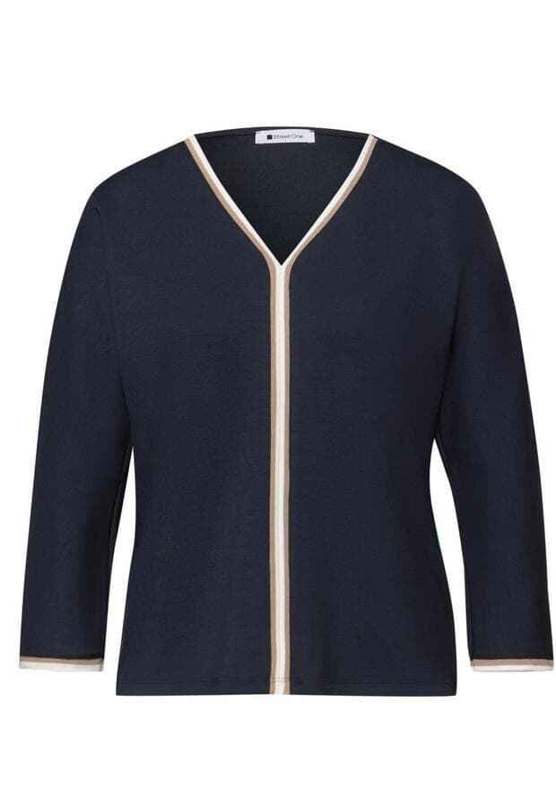 Camiseta STREET ONE 324793 17502 shirt w. striped panel shadow - Imagen 1