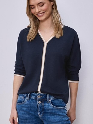 Camiseta STREET ONE 324793 17502 shirt w. striped panel shadow - Imagen 2