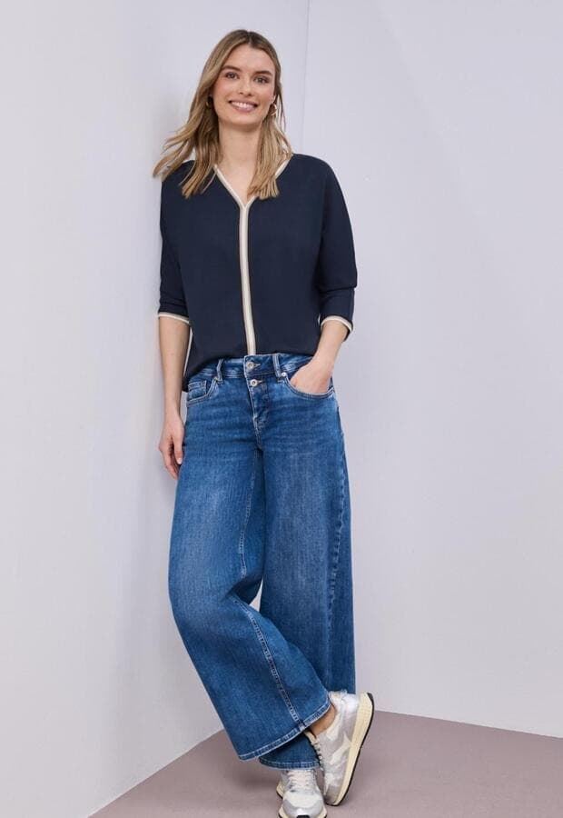 Camiseta STREET ONE 324793 17502 shirt w. striped panel shadow - Imagen 4