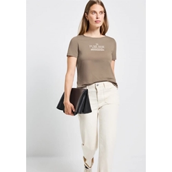 Camiseta Street One Basic Wording Print Shirt Bark Brown 323905 26908 - Imagen 1