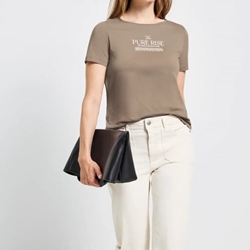Camiseta Street One Basic Wording Print Shirt Bark Brown 323905 26908 - Imagen 1