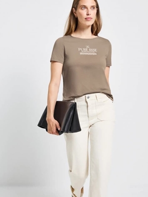 Camiseta Street One Basic Wording Print Shirt Bark Brown 323905 26908 - Imagen 1