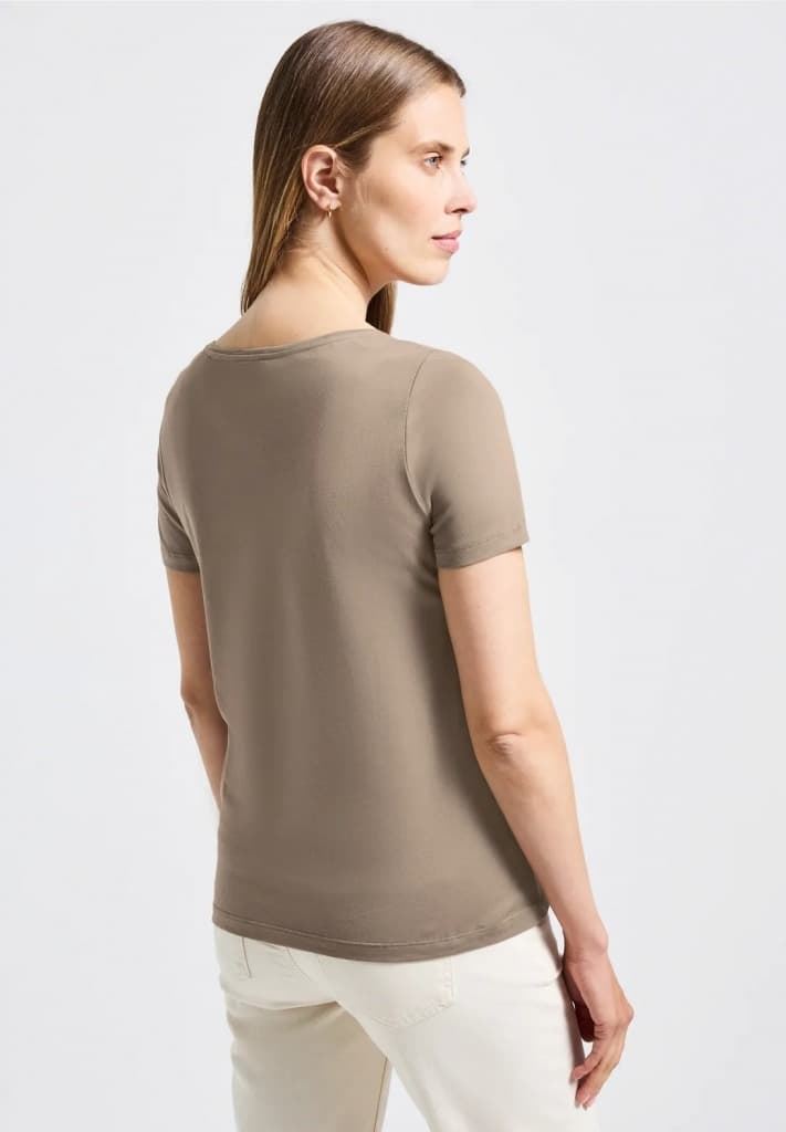 Camiseta Street One Basic Wording Print Shirt Bark Brown 323905 26908 - Imagen 2