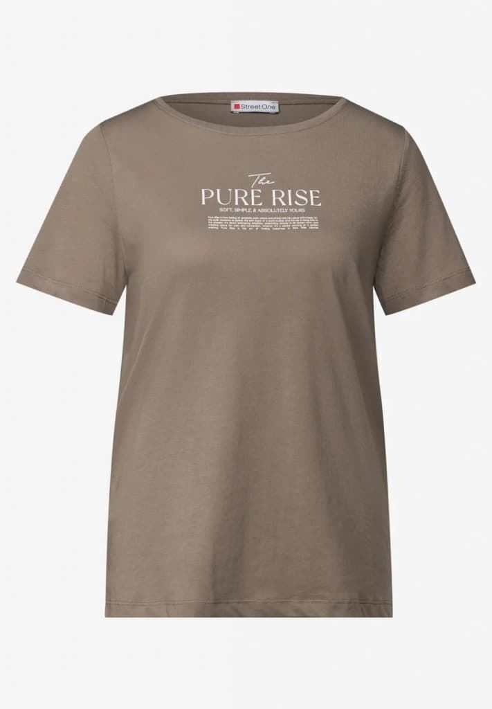 Camiseta Street One Basic Wording Print Shirt Bark Brown 323905 26908 - Imagen 5