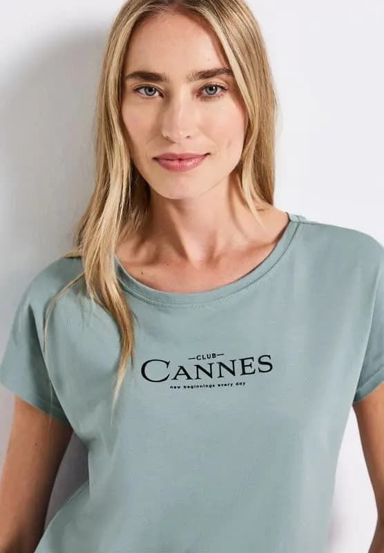 Camiseta Street One LTD QR basic foil print shirt Arona Blue 323740 27020 - Imagen 3