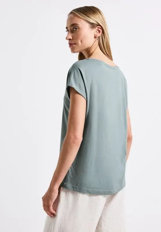 Camiseta Street One LTD QR basic foil print shirt Arona Blue 323740 27020 - Imagen 4