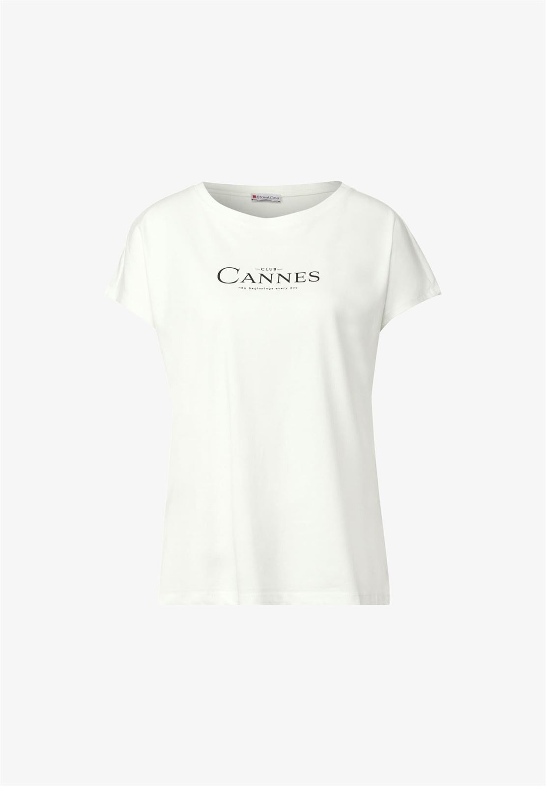 Camiseta Street One LTD QR basic foil print shirt Off White 32374020108 - Imagen 1