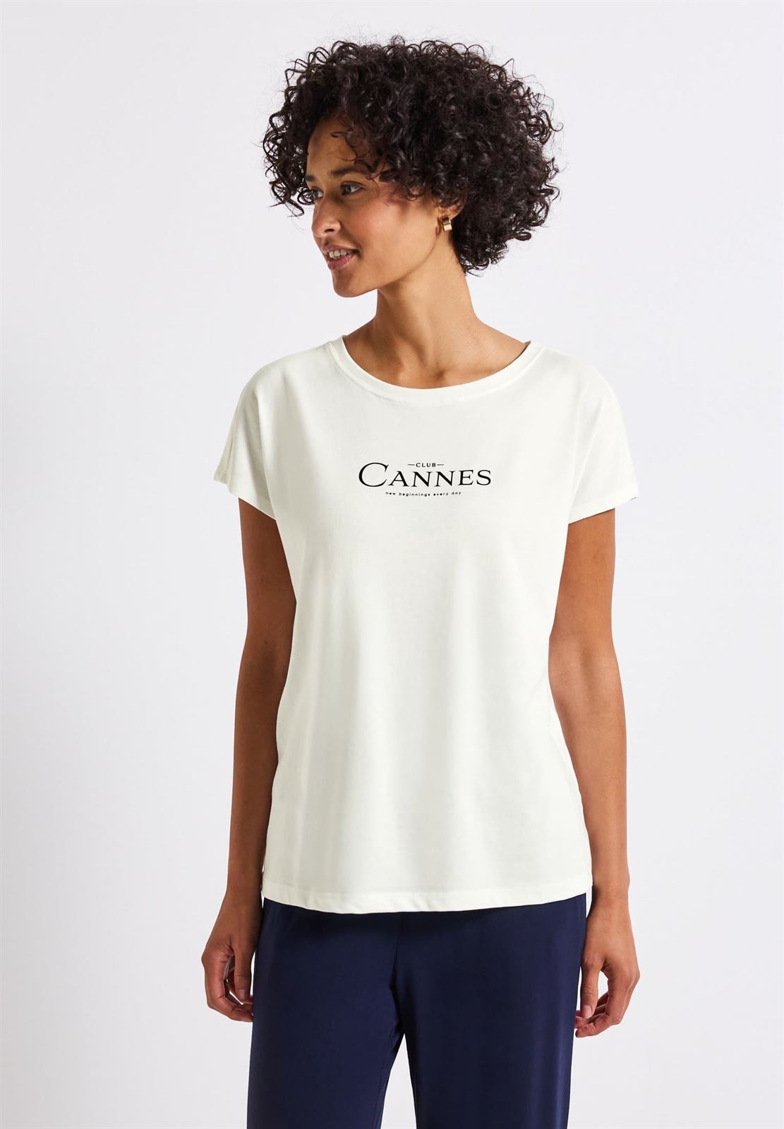 Camiseta Street One LTD QR basic foil print shirt Off White 32374020108 - Imagen 2