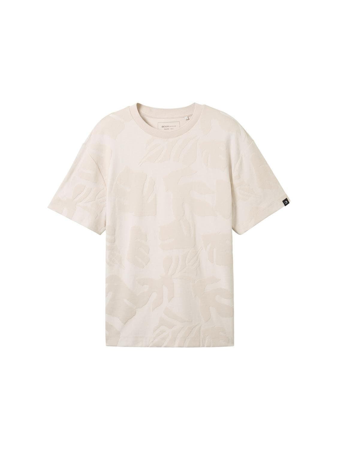 Camiseta Tom Tailor 1040870 35003 beige leaves jacquard - Imagen 1