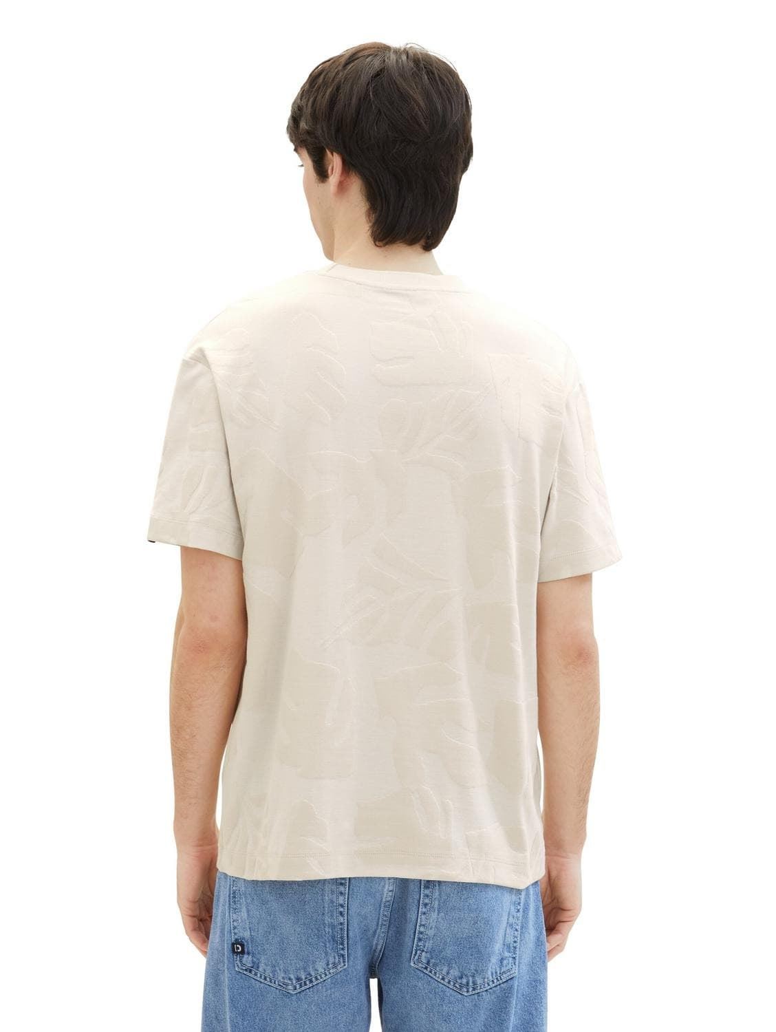 Camiseta Tom Tailor 1040870 35003 beige leaves jacquard - Imagen 2