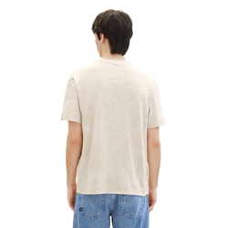 Camiseta Tom Tailor 1040870 35003 beige leaves jacquard - Imagen 2