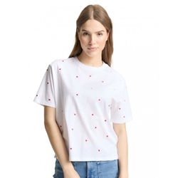 Camiseta TOM TAILOR 1050480 39512 white red heart embroidery - Imagen 1