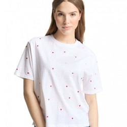 Camiseta TOM TAILOR 1050480 39512 white red heart embroidery - Imagen 1