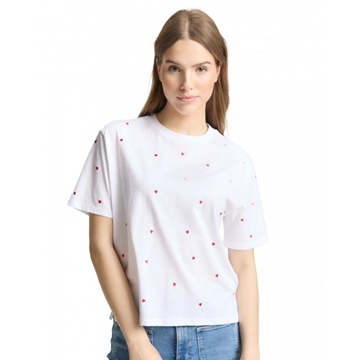 Camiseta TOM TAILOR 1050480 39512 white red heart embroidery - Imagen 1