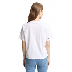 Camiseta TOM TAILOR 1050480 39512 white red heart embroidery - Imagen 2