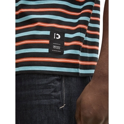Camiseta Tom Tailor Black Blue Red White Stripe 1045047 10668 - Imagen 2