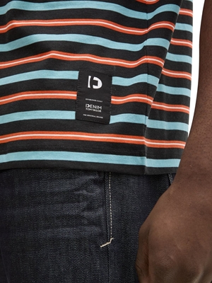 Camiseta Tom Tailor Black Blue Red White Stripe 1045047 10668 - Imagen 2