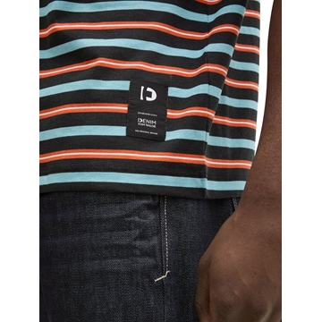Camiseta Tom Tailor Black Blue Red White Stripe 1045047 10668 - Imagen 2