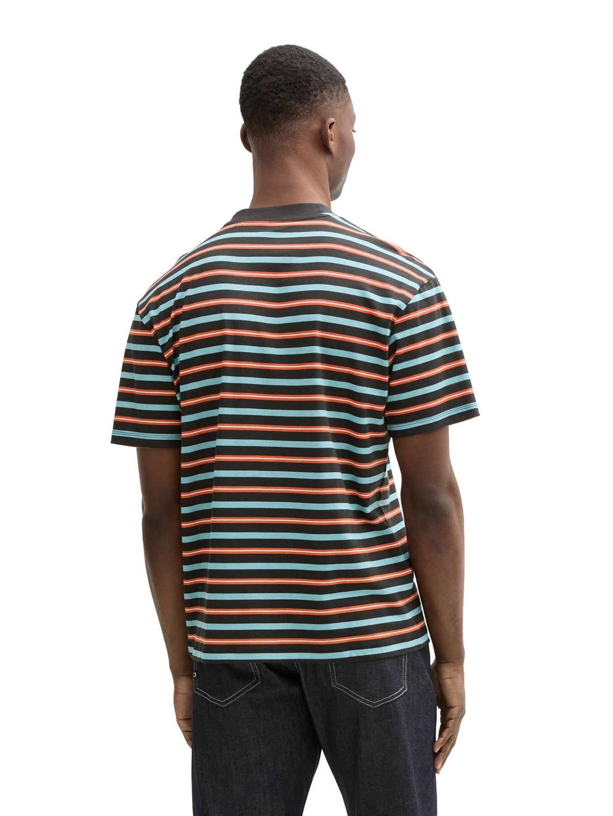 Camiseta Tom Tailor Black Blue Red White Stripe 1045047 10668 - Imagen 3