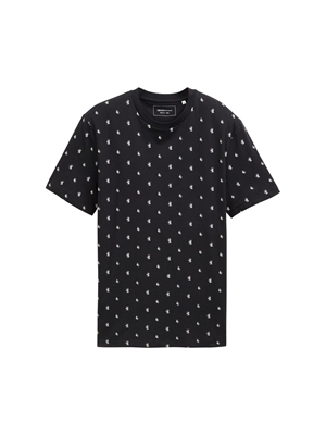 Camiseta Tom Tailor Black Mini Leaves Print 1045043 37551 - Imagen 1