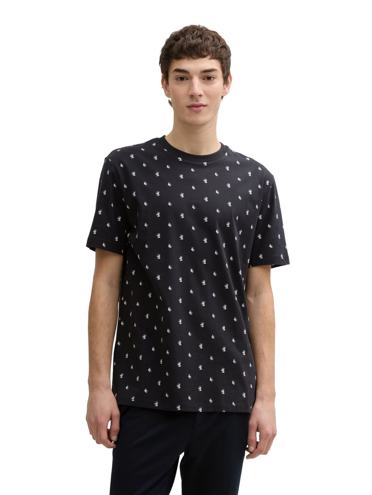 Camiseta Tom Tailor Black Mini Leaves Print 1045043 37551 - Imagen 4