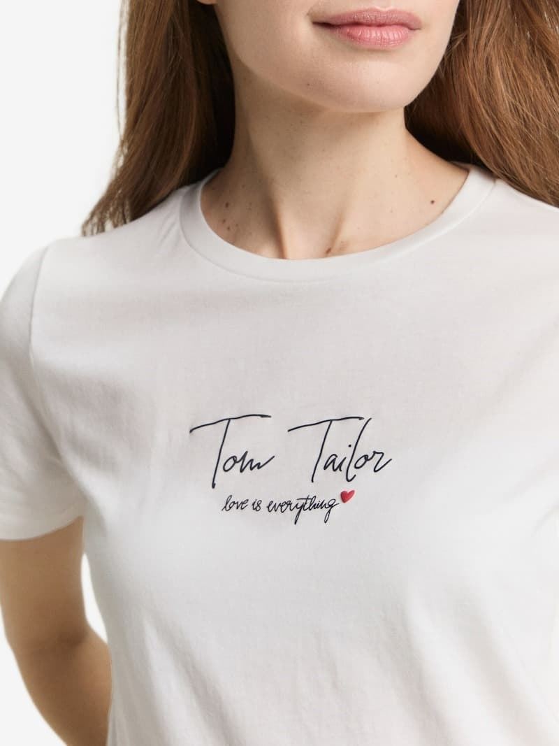 Camiseta Tom Tailor Crew Neck White 10315 085 - Imagen 3
