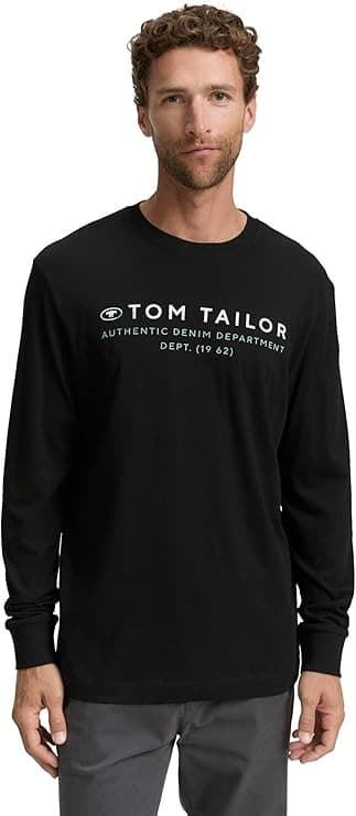 Camiseta Tom Tailor Printed Longsleeve Black 1047769 29999 - Imagen 1