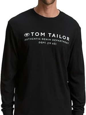 Camiseta Tom Tailor Printed Longsleeve Black 1047769 29999 - Imagen 1