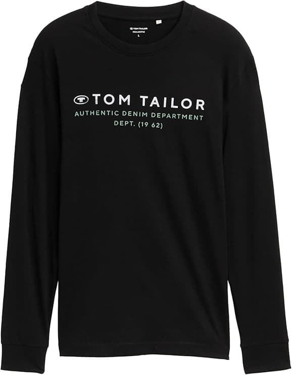 Camiseta Tom Tailor Printed Longsleeve Black 1047769 29999 - Imagen 4