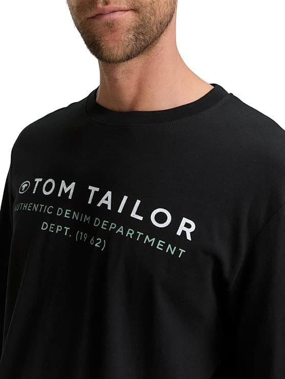 Camiseta Tom Tailor Printed Longsleeve Black 1047769 29999 - Imagen 5
