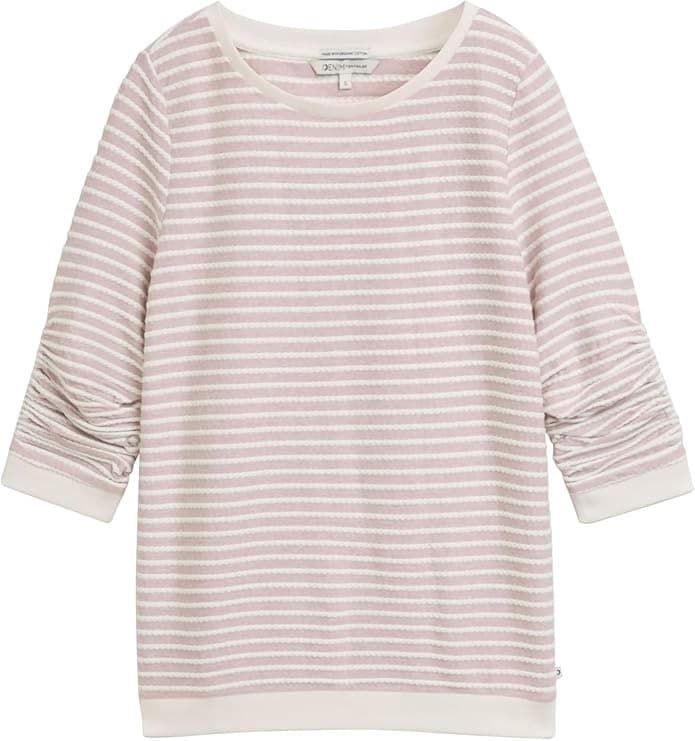 Camiseta Tom Tailor Striped jacq1uard Rose White 1039980 38543 - Imagen 4