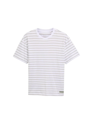Camiseta Tom Tailor White Green Thin Stripe 1045027 37521 - Imagen 1