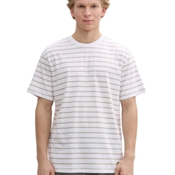 Camiseta Tom Tailor White Green Thin Stripe 1045027 37521 - Imagen 2