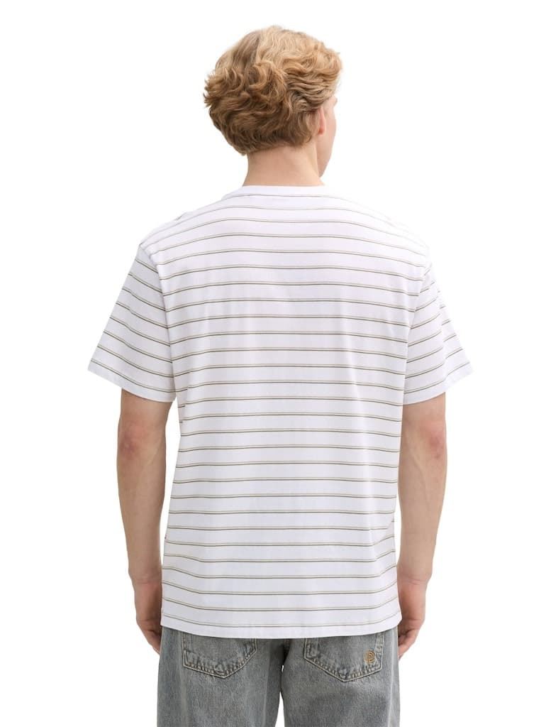 Camiseta Tom Tailor White Green Thin Stripe 1045027 37521 - Imagen 3
