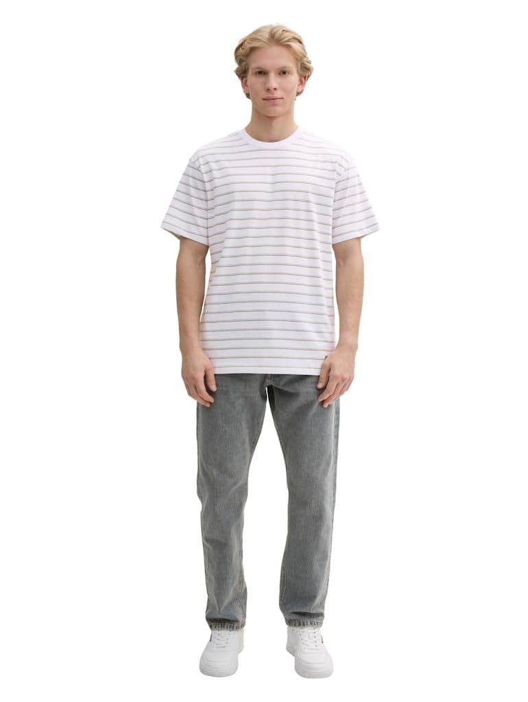 Camiseta Tom Tailor White Green Thin Stripe 1045027 37521 - Imagen 4