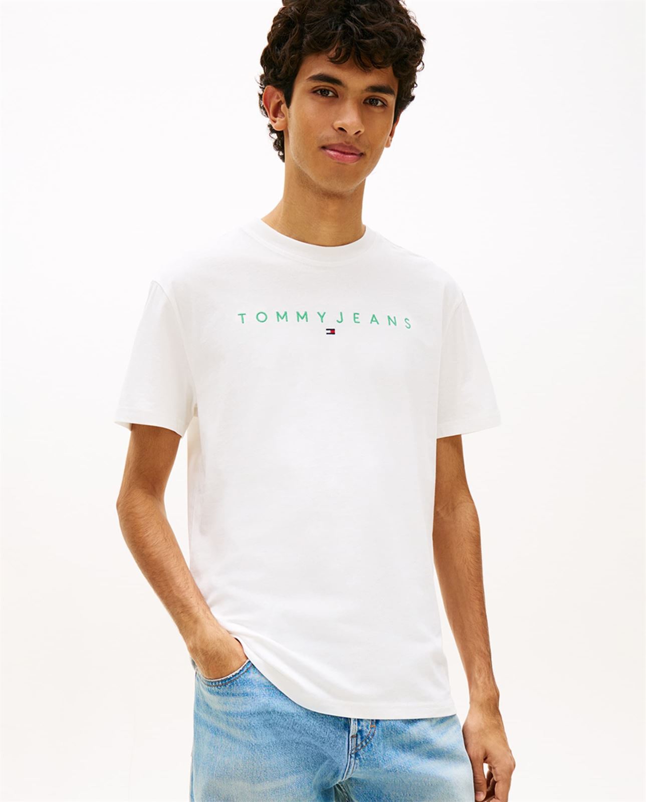 Camiseta TOMMY JEANS DM0DM20744 L5Y ecru/bahama green - Imagen 1