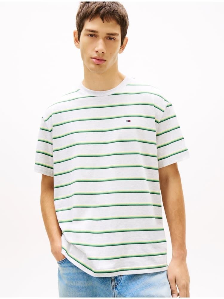 Camiseta TOMMY JEANS DM0DM22516 P08 ice grey heather stripe - Imagen 1