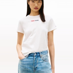 Camiseta TOMMY JEANS DW0DW22277 YBL ecru - Imagen 1