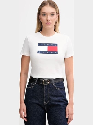 Camiseta TOMMY JEANS DW0DW22562 YBL ecru - Imagen 1