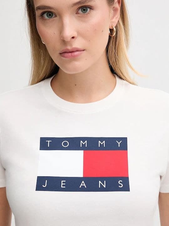 Camiseta TOMMY JEANS DW0DW22562 YBL ecru - Imagen 2