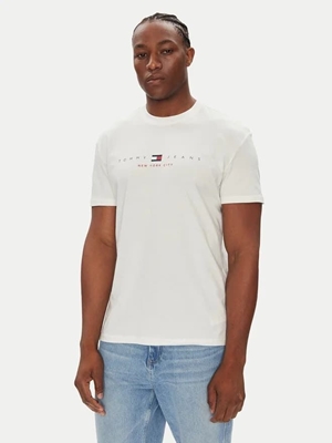 Camiseta Tommy Jeans Tjm Reg Flag Linear Ecru DM0DM21911 YBL - Imagen 1