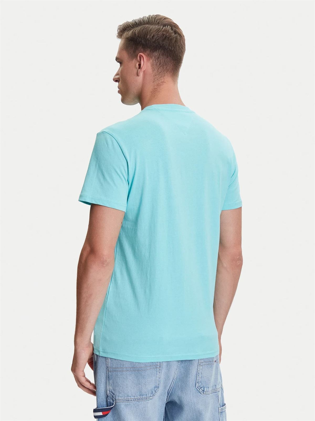Camiseta Tommy Jeans Tjm Slim Linear Ches Lagoon Green DM0DM21780 L61 - Imagen 3
