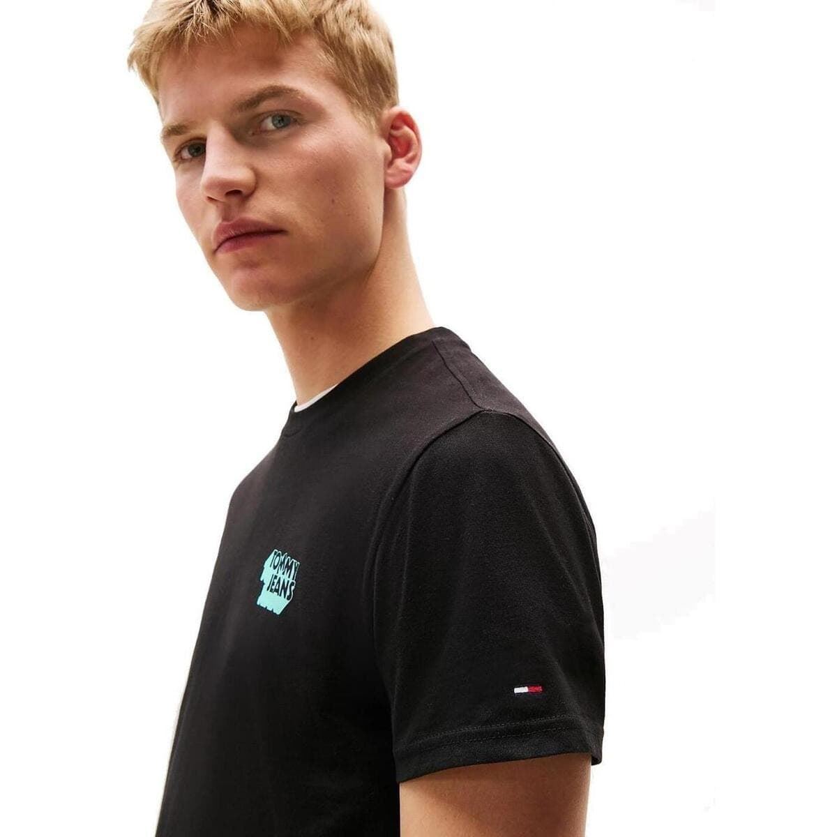 Camiseta Tommy Jeans Tjm Slim Stack Logo Black DM0DM21539 BDS - Imagen 2