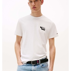 Camiseta Tommy Jeans Tjm Slim Stack Logo Ecru DM0DM21539 YBL - Imagen 1